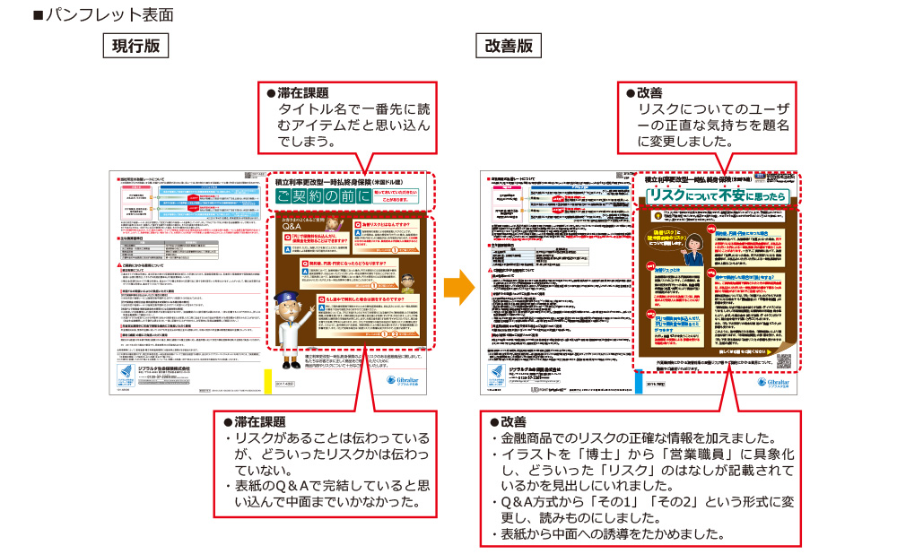 パンフレット表面 現行版→改善版